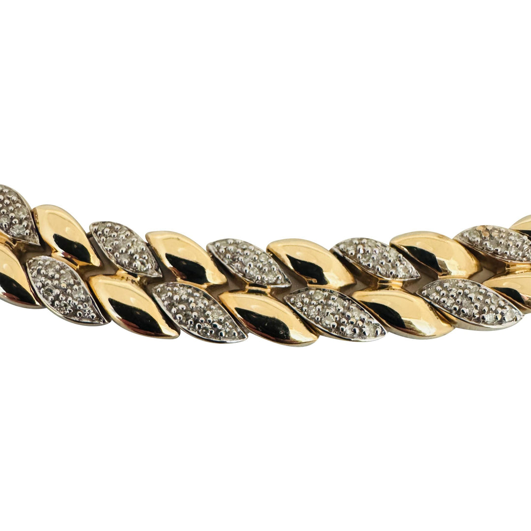 14k Yellow Gold and Diamond 45g Ladies Fancy Link Necklace 16"