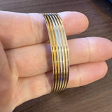 14k Yellow White and Rose Gold 17.2g Vintage Flex Cuff Bracelet Italy 7.25"