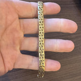 18k Yellow Gold 19.2g Vintage Thick 7.5mm Flattened C Link Bracelet Italy 8"