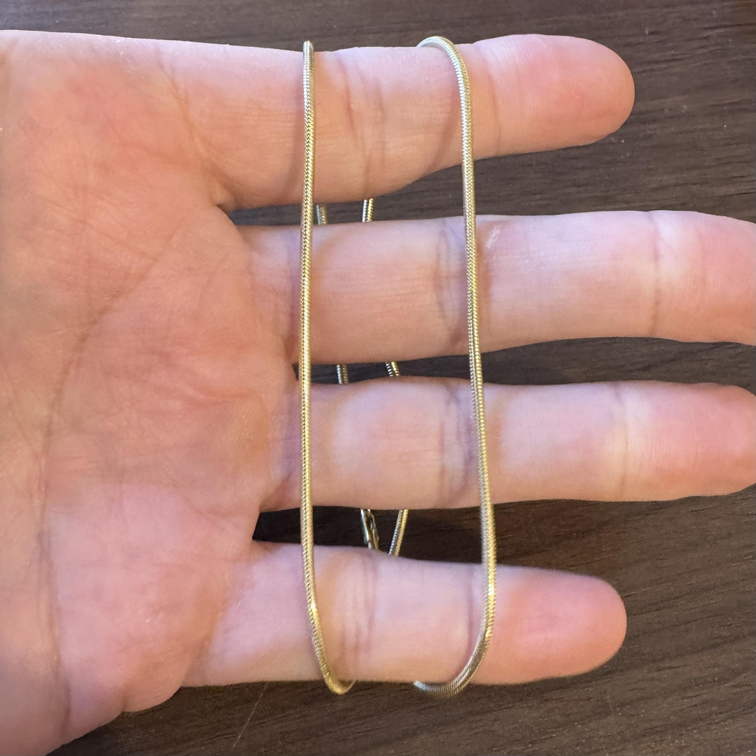 14k Yellow Gold 12.6g Solid Thin 2mm Round Snake Link Necklace Italy 18.5"