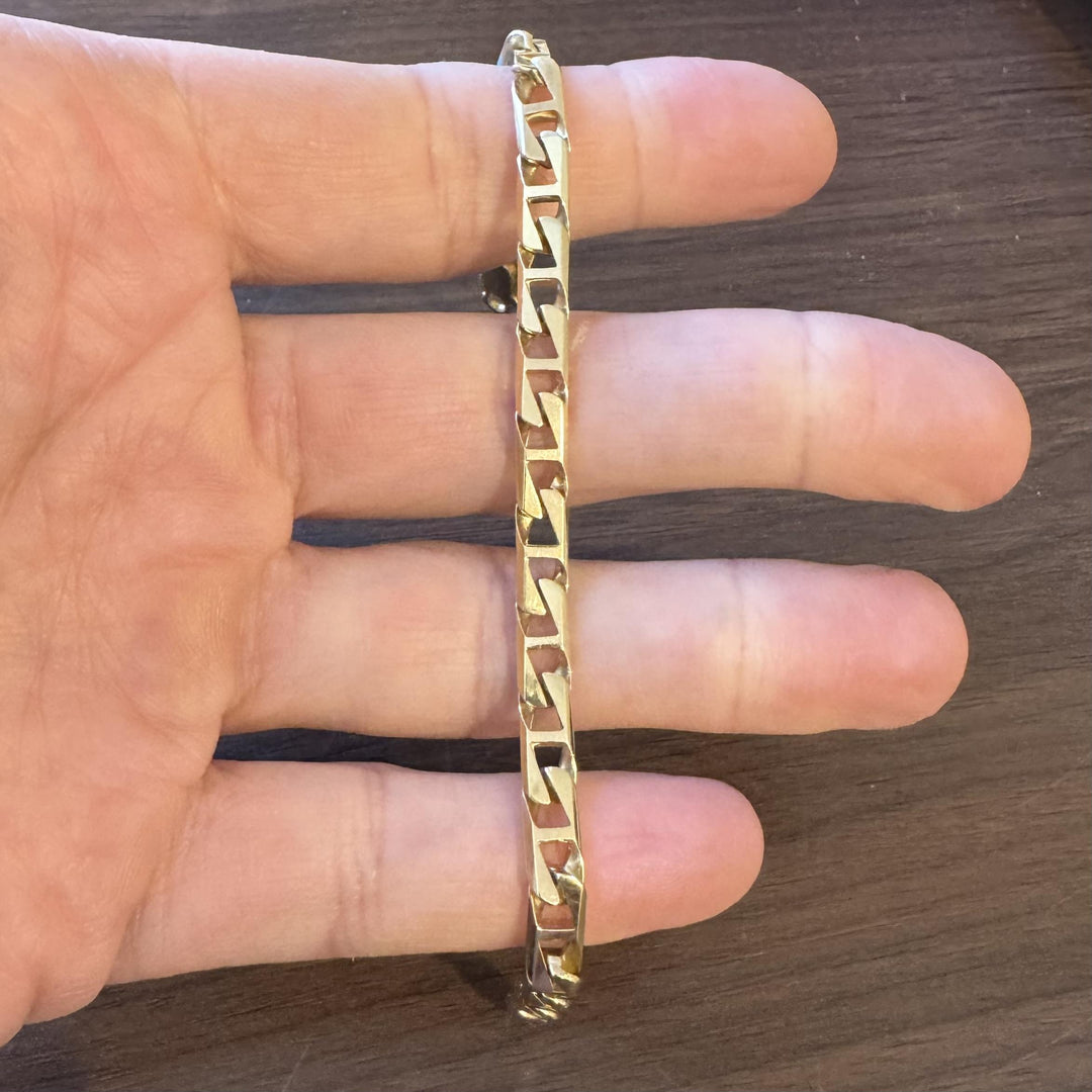 14k Yellow Gold 13.7g Solid Ladies 5.5mm Squared Mariner Link Bracelet 7"