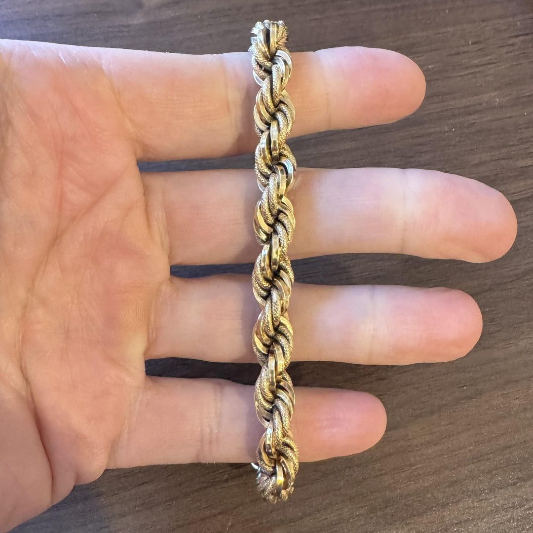 18k Yellow Gold 18g Vintage Ladies Thick 9mm Rope Bracelet Italy 8"