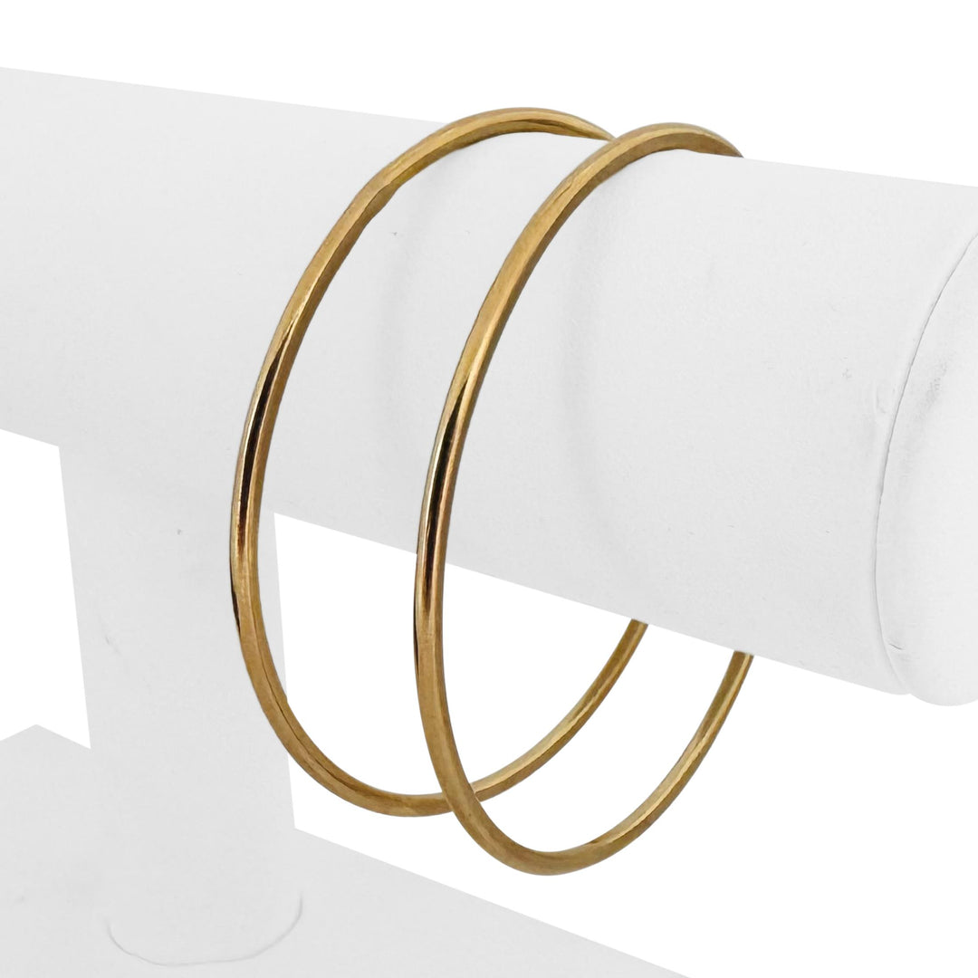Pair of 18k Yellow Gold 24.5g Solid Heavy 2mm Round Bangle Bracelets 7.85"