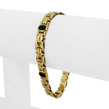 18k Yellow Gold and Cabochon Gemstone 12.8g Fancy Link Bracelet 6.75"