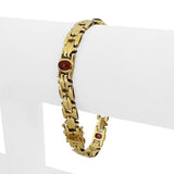 18k Yellow Gold and Cabochon Gemstone 12.8g Fancy Link Bracelet 6.75"