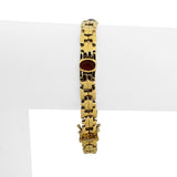 18k Yellow Gold and Cabochon Gemstone 12.8g Fancy Link Bracelet 6.75"