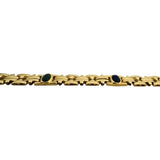 18k Yellow Gold and Cabochon Gemstone 12.8g Fancy Link Bracelet 6.75"