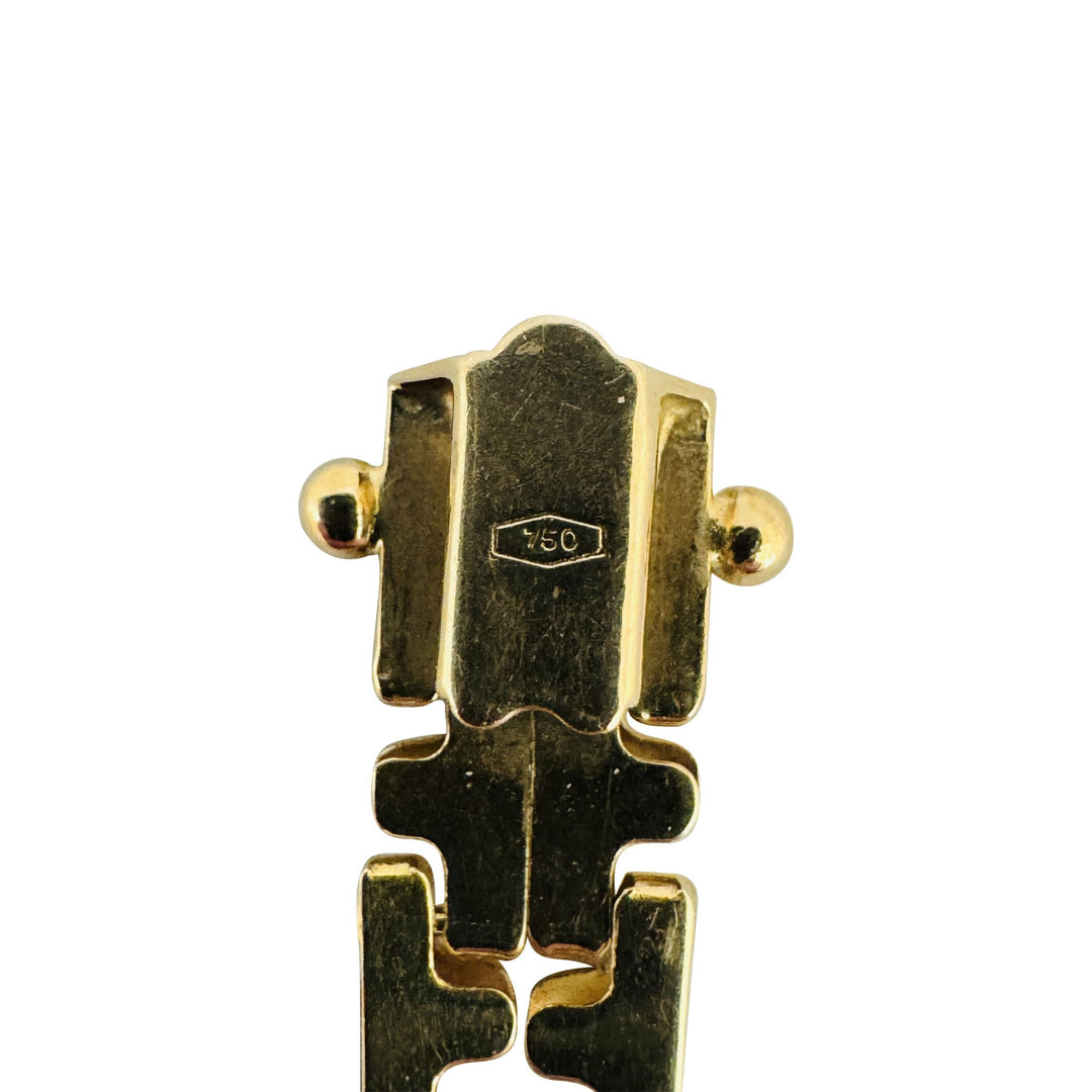 18k Yellow Gold and Cabochon Gemstone 12.8g Fancy Link Bracelet 6.75"