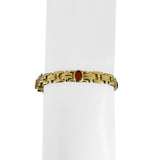 18k Yellow Gold and Cabochon Gemstone 12.8g Fancy Link Bracelet 6.75"