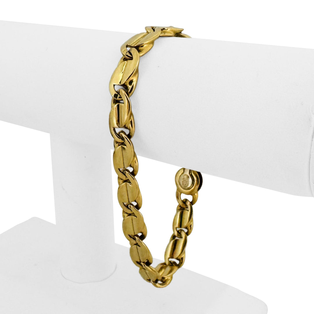 18k Yellow Gold 49.3g Solid Heavy 8mm Men's Closed Curb Link Bracelet Italy 8.5"