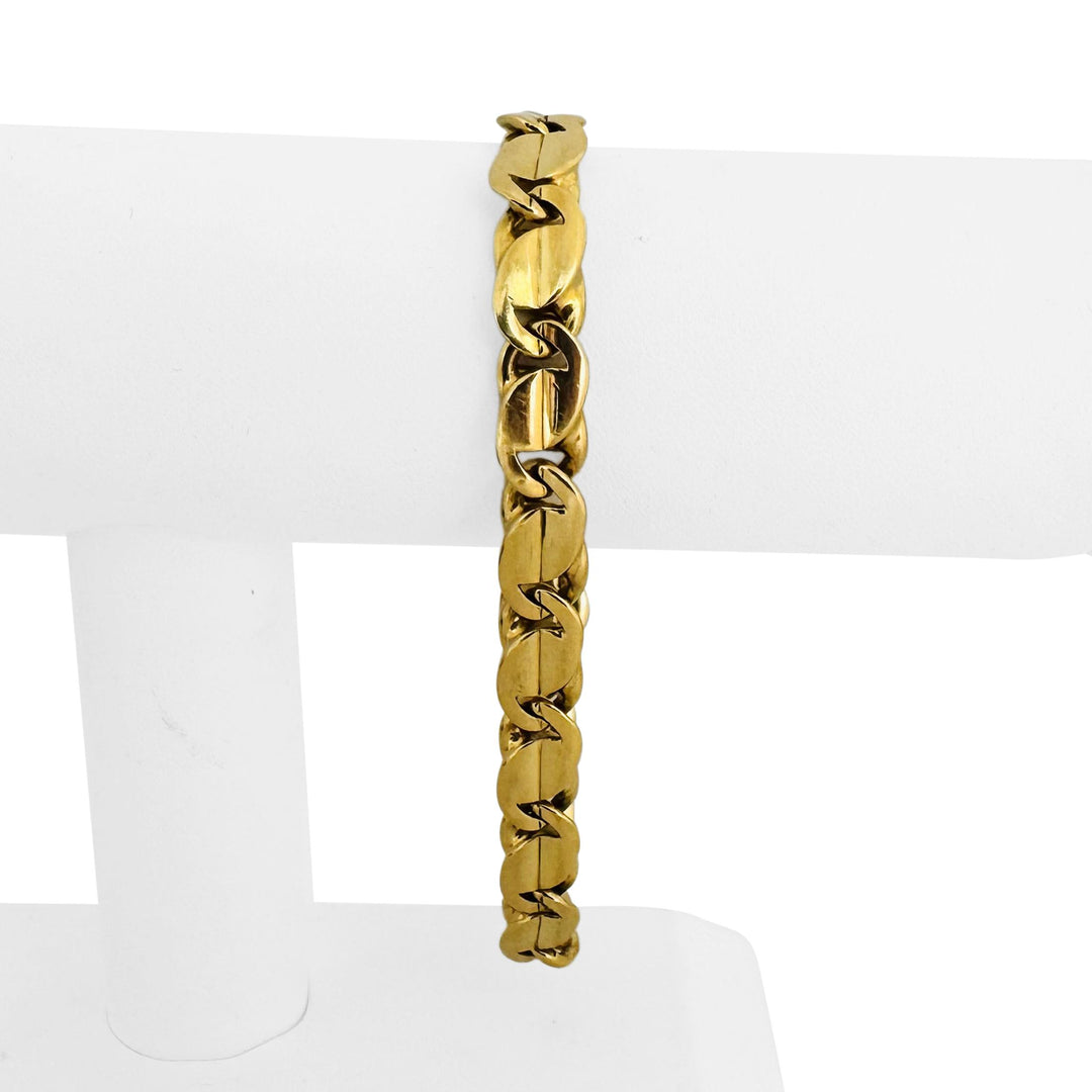 18k Yellow Gold 49.3g Solid Heavy 8mm Men's Closed Curb Link Bracelet Italy 8.5"