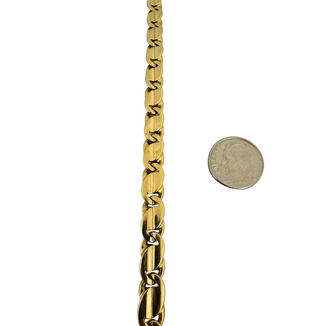 18k Yellow Gold 49.3g Solid Heavy 8mm Men's Closed Curb Link Bracelet Italy 8.5"