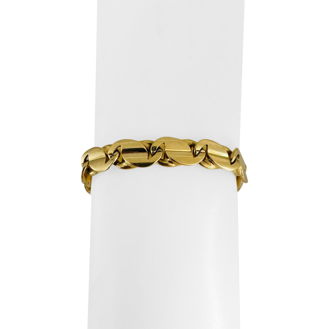 18k Yellow Gold 49.3g Solid Heavy 8mm Men's Closed Curb Link Bracelet Italy 8.5"