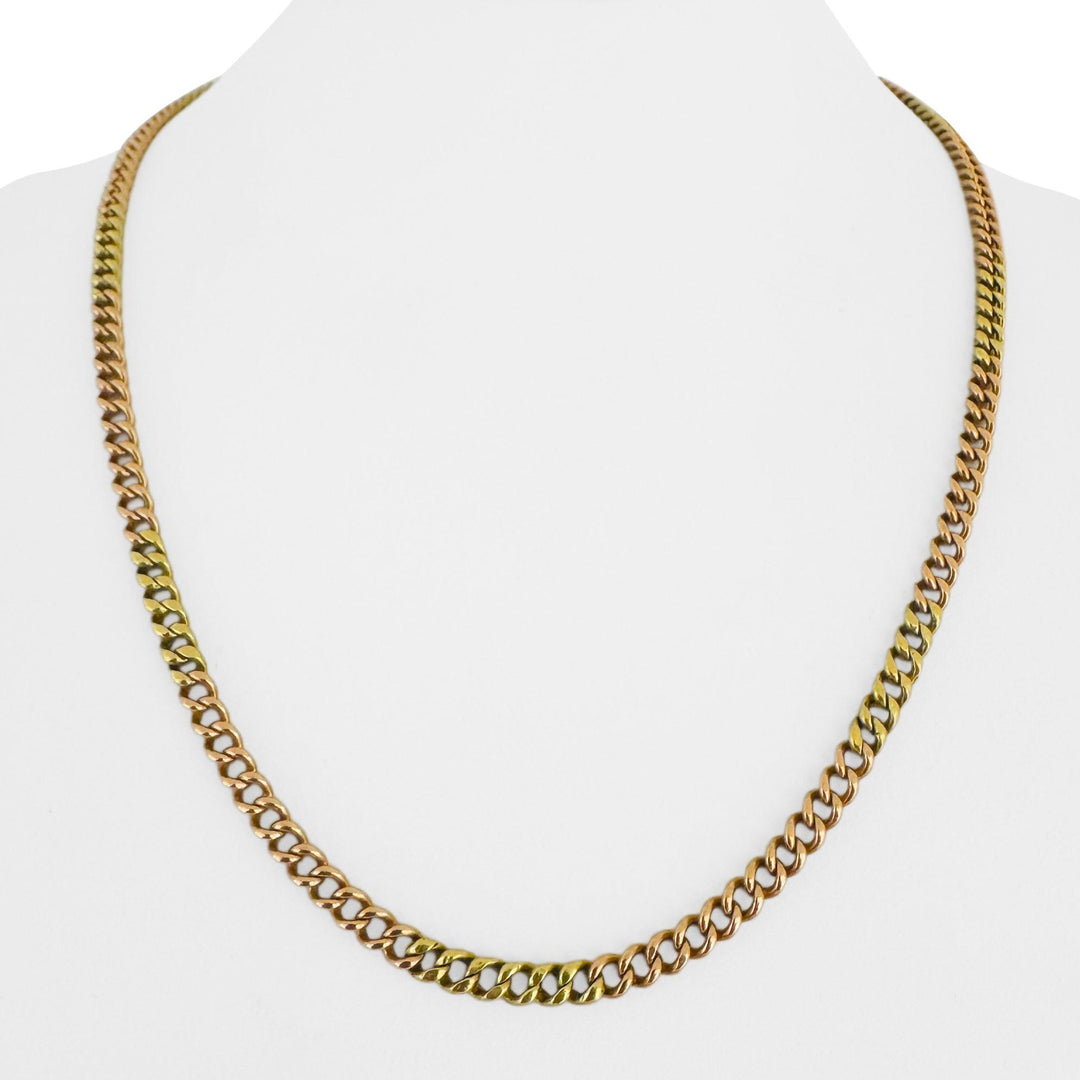 18k Yellow and Rose Gold 28.8g Solid Vintage Curb Link Chain Necklace 20.5"