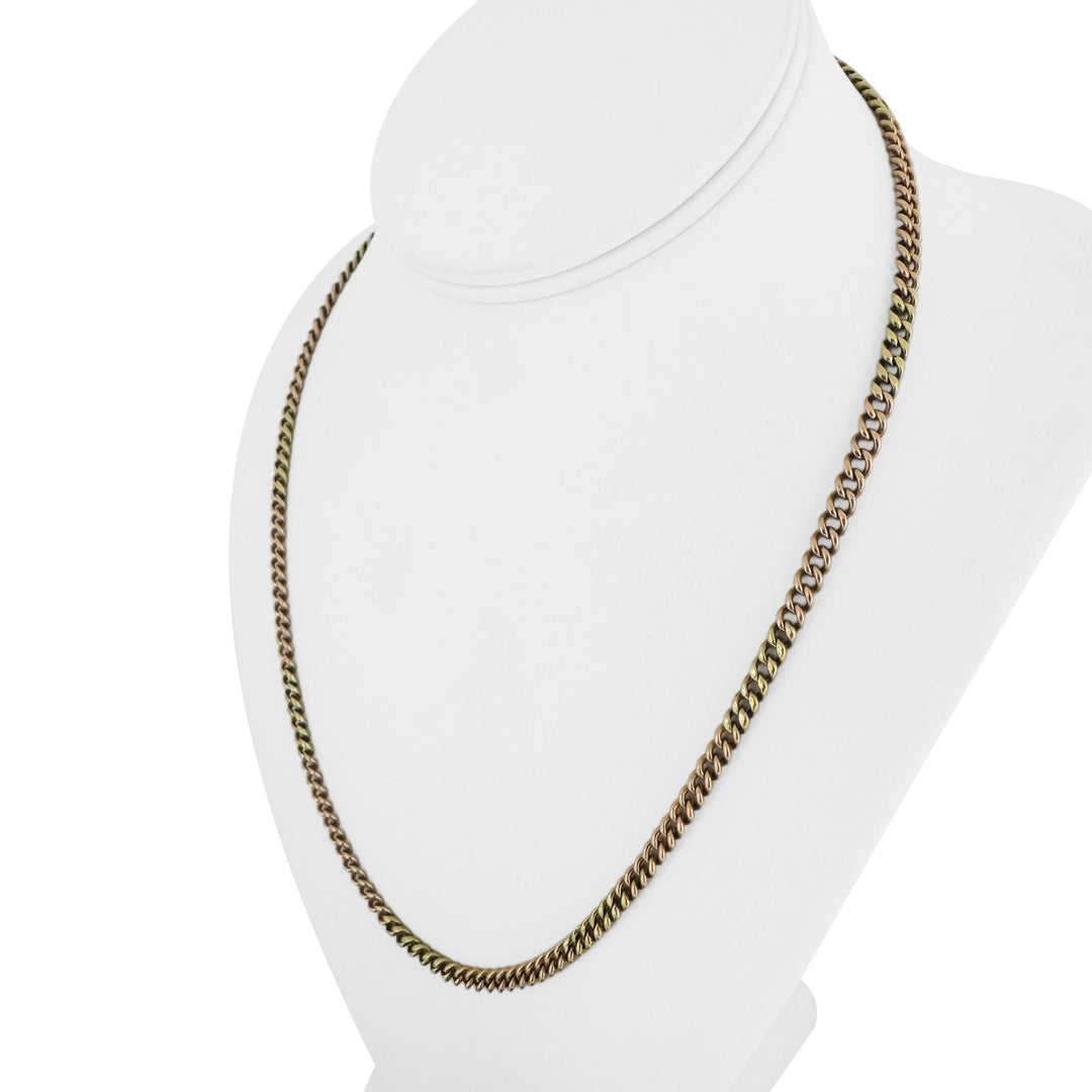 18k Yellow and Rose Gold 28.8g Solid Vintage Curb Link Chain Necklace 20.5"
