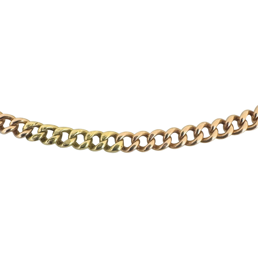 18k Yellow and Rose Gold 28.8g Solid Vintage Curb Link Chain Necklace 20.5"