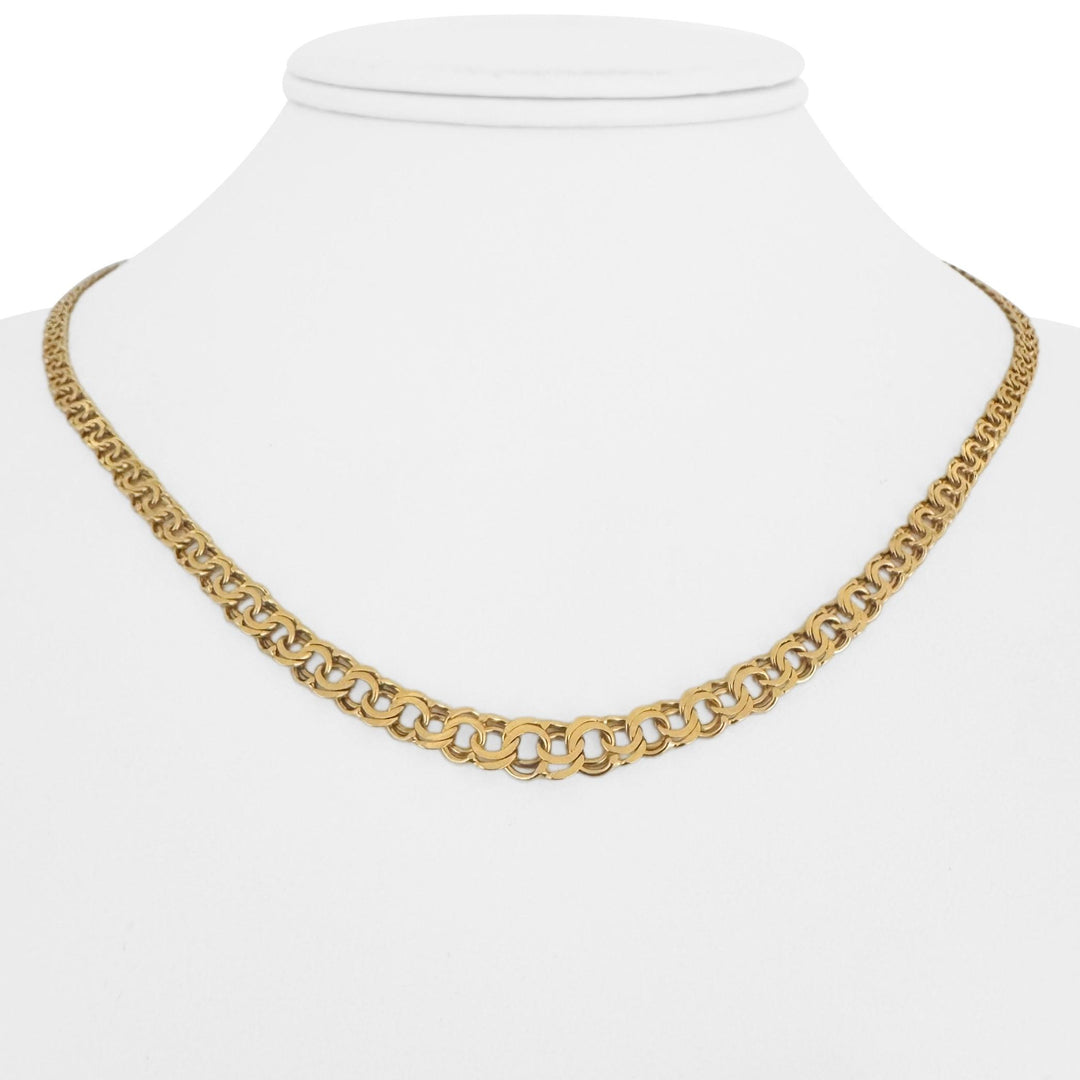 18k Yellow Gold 9.2g Ladies Graduated Double Curb Link Chain Necklace 17.5"