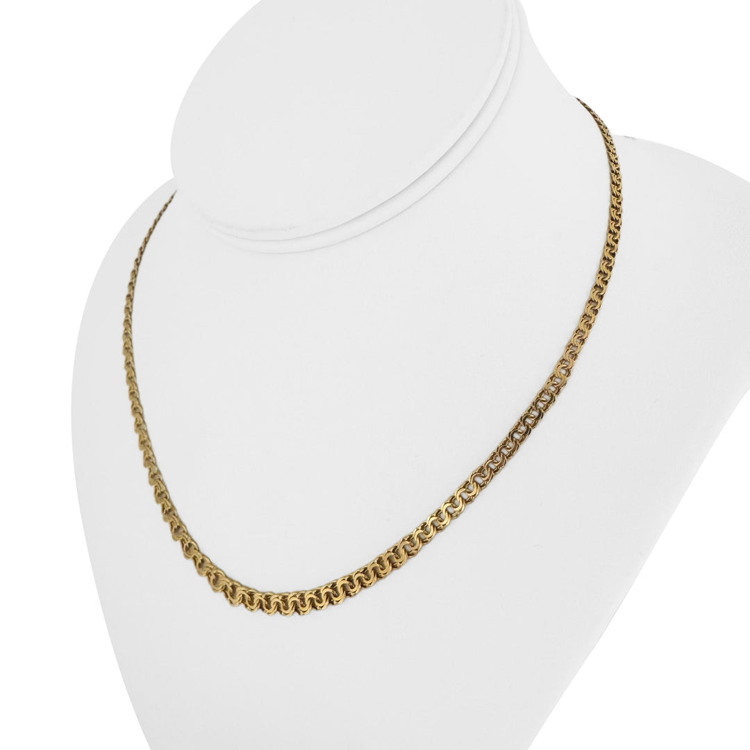 18k Yellow Gold 9.2g Ladies Graduated Double Curb Link Chain Necklace 17.5"