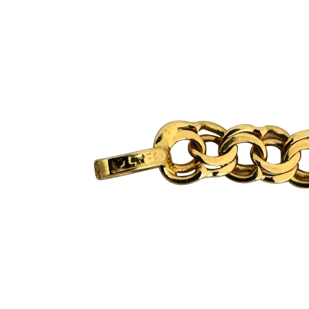 18k Yellow Gold 9.2g Ladies Graduated Double Curb Link Chain Necklace 17.5"