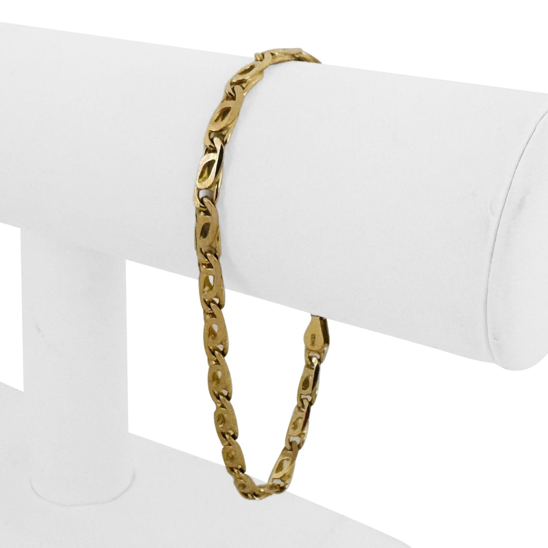 18k Yellow Gold 13.8g Solid Vintage 4mm Fancy Link Bracelet Italy 8"