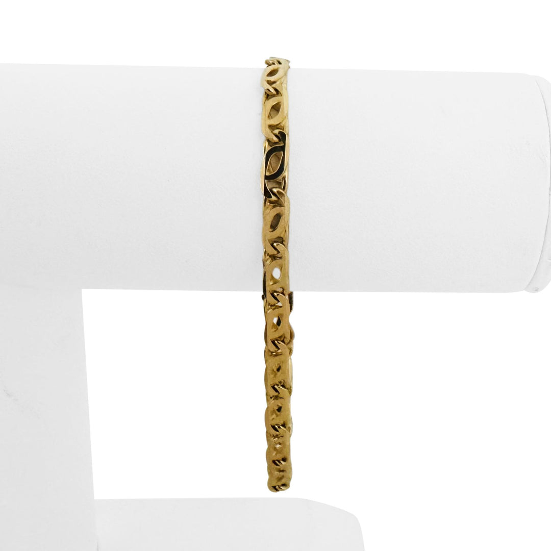 18k Yellow Gold 13.8g Solid Vintage 4mm Fancy Link Bracelet Italy 8"