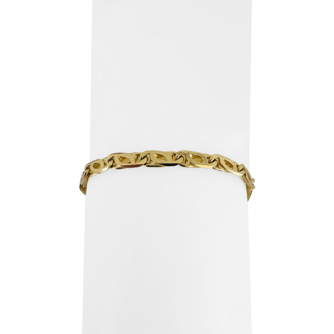 18k Yellow Gold 13.8g Solid Vintage 4mm Fancy Link Bracelet Italy 8"