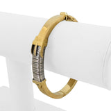 18k Yellow and White Gold 19.7g Ladies 9mm Fancy Bangle Bracelet Italy 6.75"
