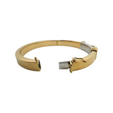 18k Yellow and White Gold 19.7g Ladies 9mm Fancy Bangle Bracelet Italy 6.75"