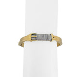 18k Yellow and White Gold 19.7g Ladies 9mm Fancy Bangle Bracelet Italy 6.75"