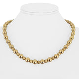 14k Yellow Gold 9.8g Polished and Brushed 7mm Ball Bead Necklace 18"