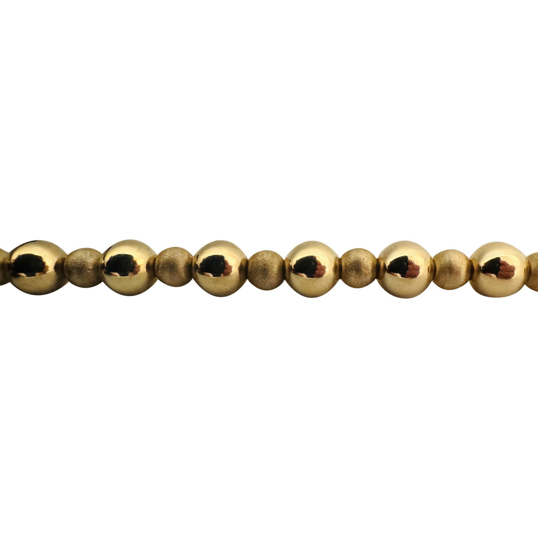 14k Yellow Gold 9.8g Polished and Brushed 7mm Ball Bead Necklace 18"