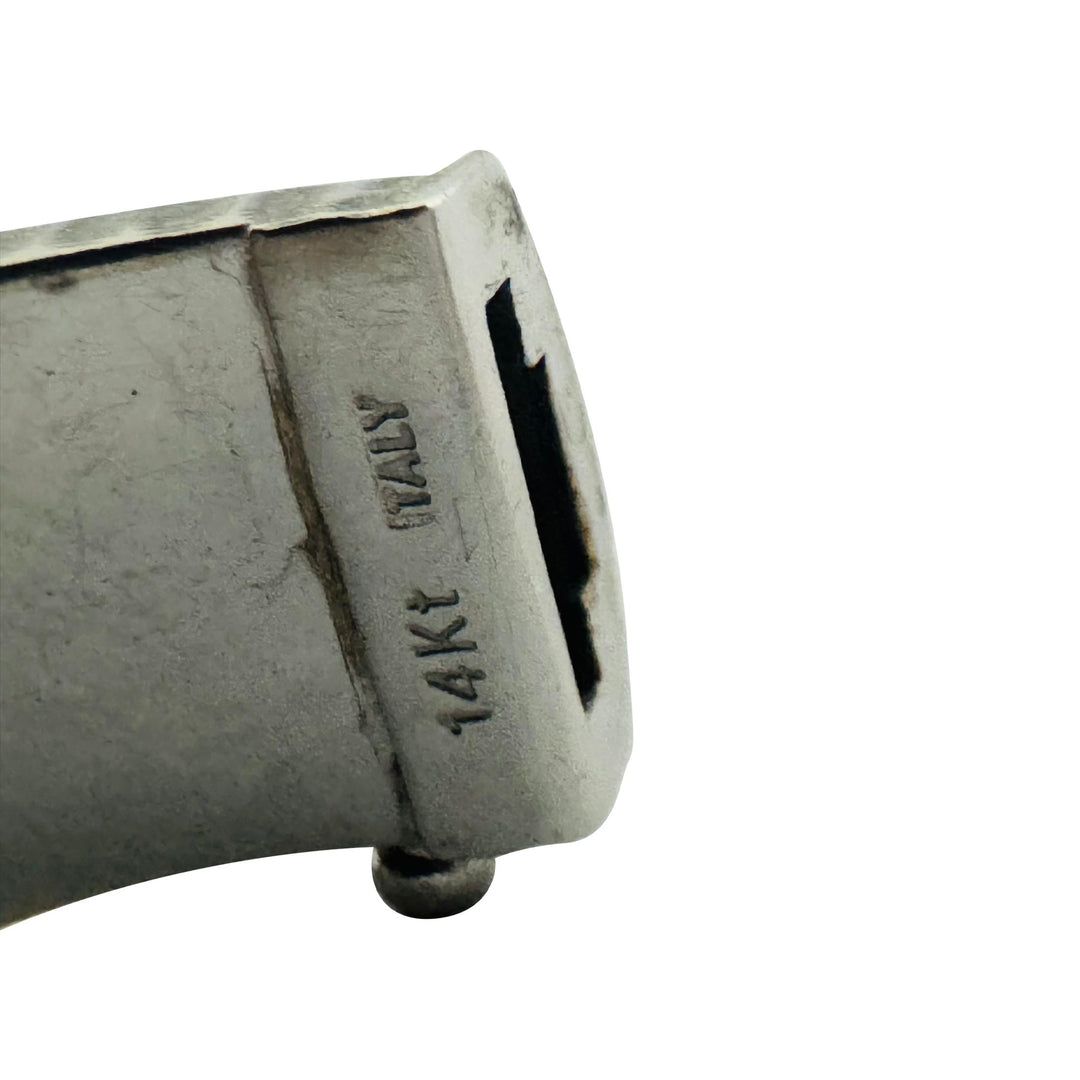 14k White and Yellow Gold 30g Ladies 12mm Fancy Bangle Bracelet Italy 7.25"