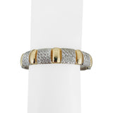 14k White and Yellow Gold 30g Ladies 12mm Fancy Bangle Bracelet Italy 7.25"