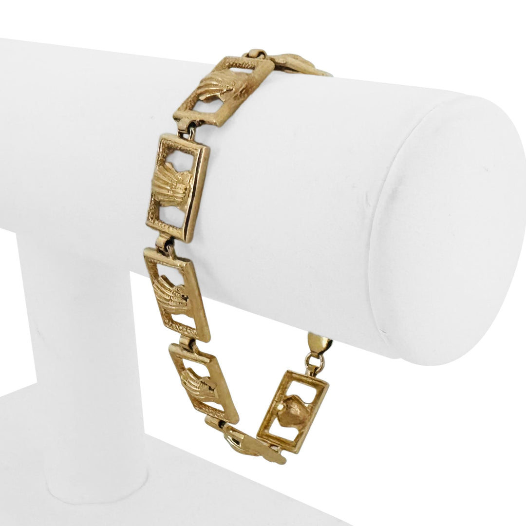 14k Yellow Gold 15g Ladies 10mm Scallop Shell Link Bracelet 7.25"