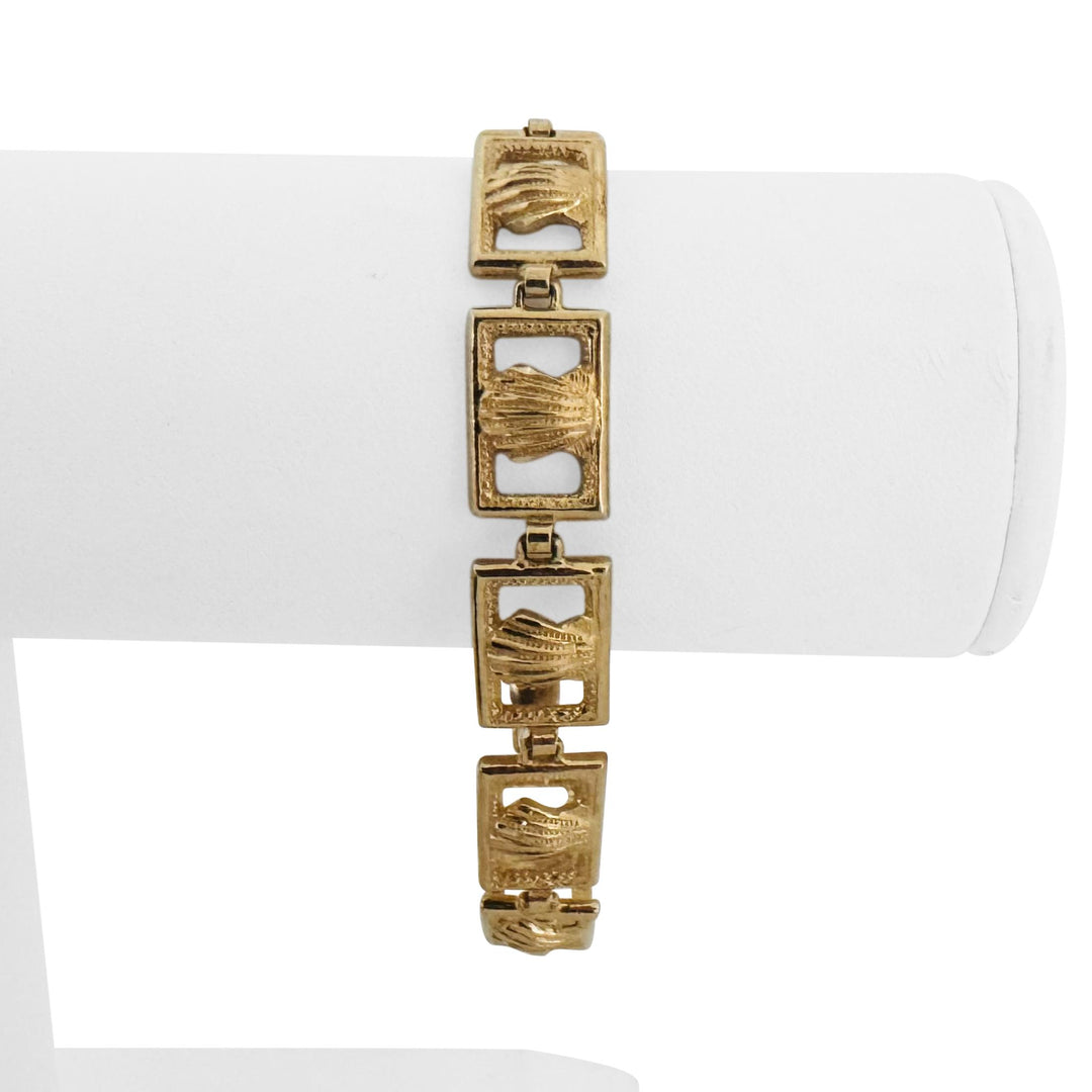 14k Yellow Gold 15g Ladies 10mm Scallop Shell Link Bracelet 7.25"