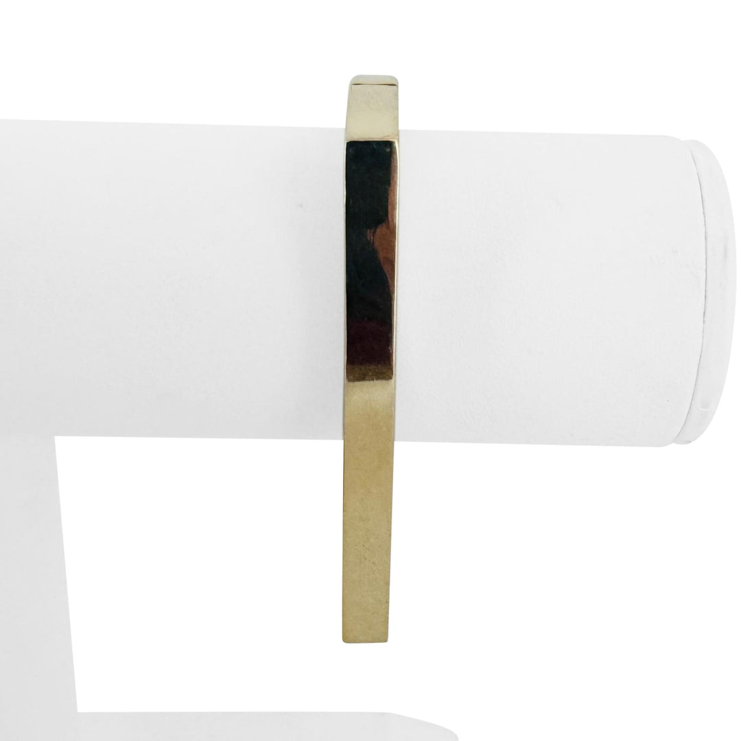 14k Yellow Gold 32g Vintage Heavy 6.5mm Squared Bangle Bracelet Italy 6.25"