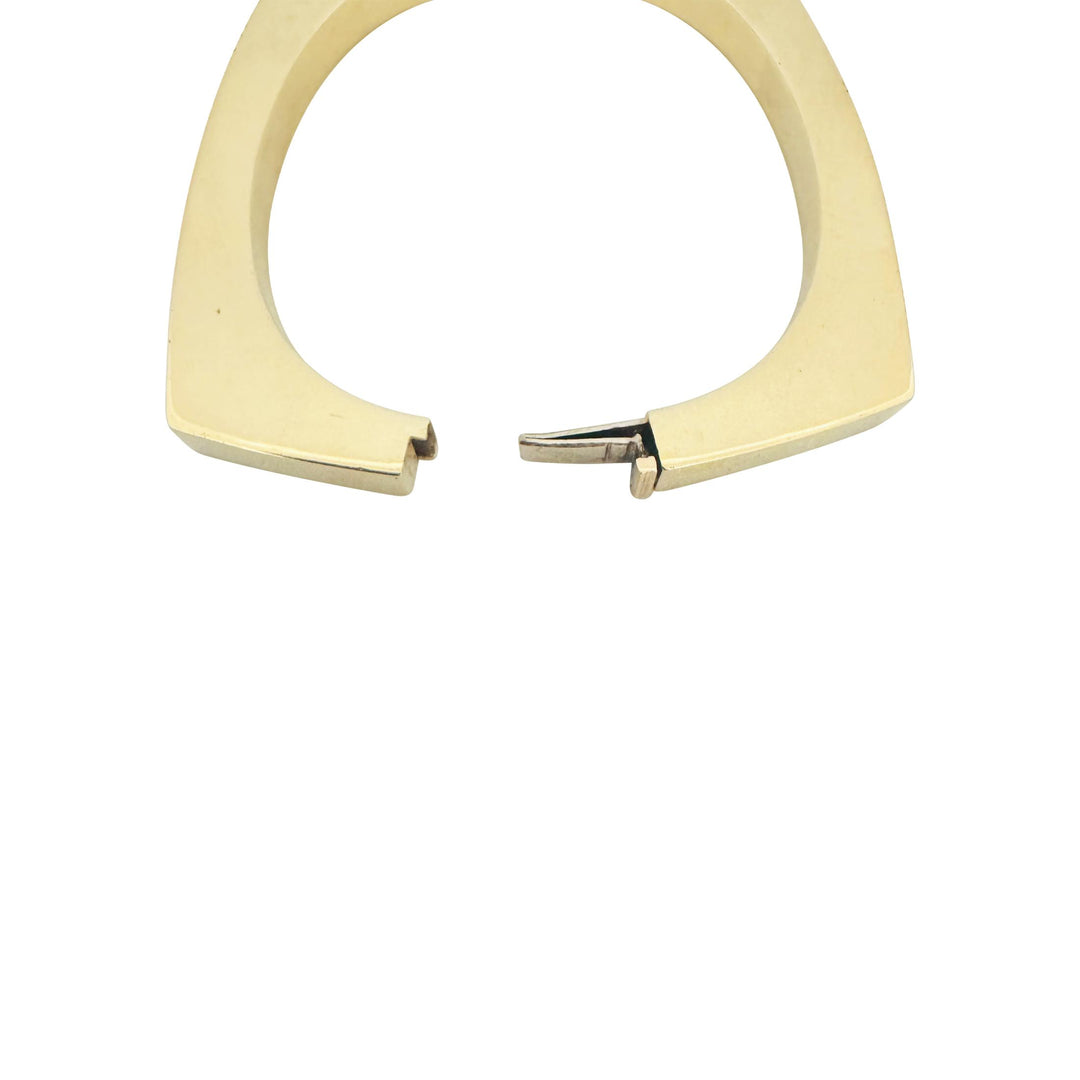 14k Yellow Gold 32g Vintage Heavy 6.5mm Squared Bangle Bracelet Italy 6.25"