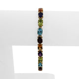14k Yellow Gold 10.3g Ladies 5.5mm Multi Gemstone Link Bracelet 7.25"