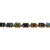 14k Yellow Gold 10.3g Ladies 5.5mm Multi Gemstone Link Bracelet 7.25"