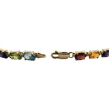 14k Yellow Gold 10.3g Ladies 5.5mm Multi Gemstone Link Bracelet 7.25"