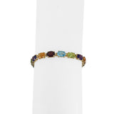 14k Yellow Gold 10.3g Ladies 5.5mm Multi Gemstone Link Bracelet 7.25"