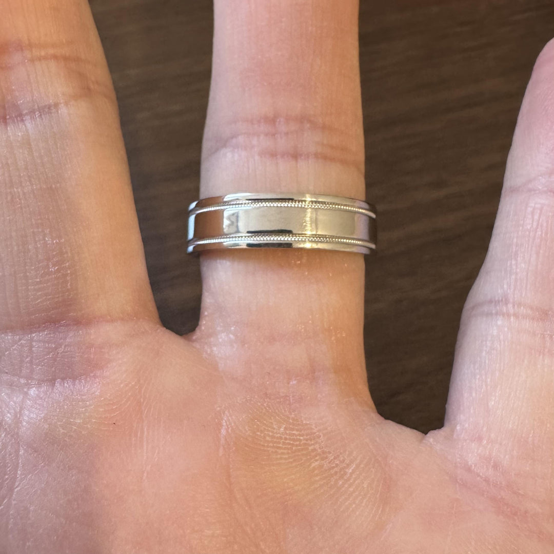 Tiffany & Co. Together Milgrain 14.5g Platinum 6mm Men's Band Ring Size 9.5