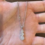 14k White Gold and 1cttw Diamond Cluster Three Pendant Necklace 16"