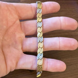 Chimento 18k Tri Tone Gold and Diamond Vintage 19.7g Link Bracelet Italy 7.25"