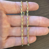 18k Yellow Gold 7g Ladies Hollow 3mm Fancy Link Necklace Italy 17"