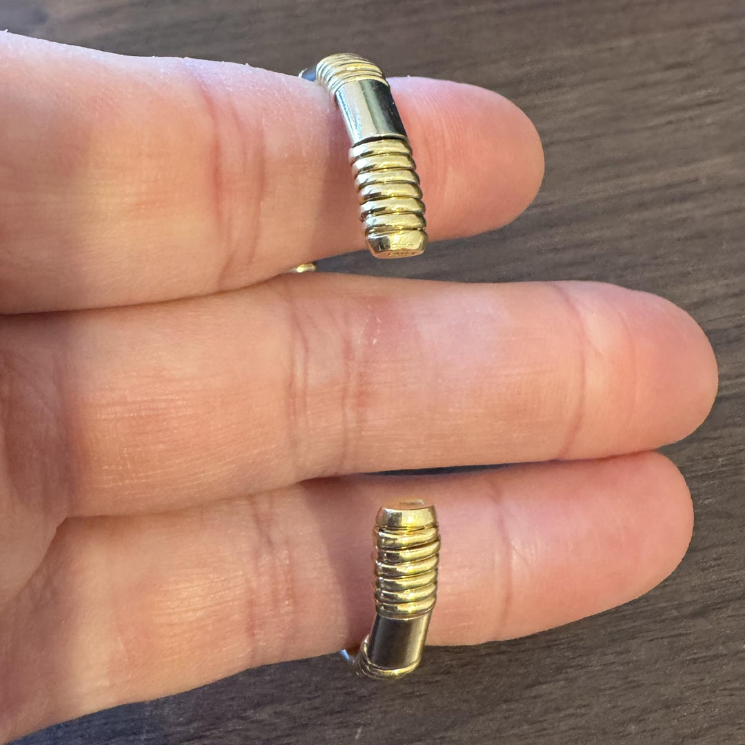 Piero Milano 18k Yellow and White Gold 26.7g Solid Flex Cuff Bracelet Italy 6.5"