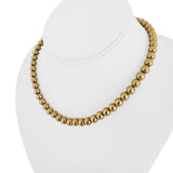 14k Yellow Gold 22.3g Ladies Polished 7mm Ball Bead String Necklace 15.5"