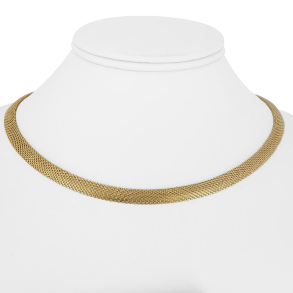 14k Yellow Gold 22g Ladies 6mm Woven Mesh Link Necklace Italy 16