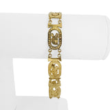 14k Yellow Gold 15.4g Ladies 11mm Egyptian King Tut Panel Link Bracelet 7.75"