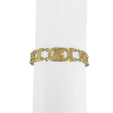 14k Yellow Gold 15.4g Ladies 11mm Egyptian King Tut Panel Link Bracelet 7.75"